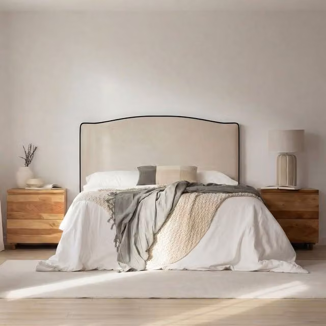 Testiera imbottita Banak Xela per letto da 160 cm, beige