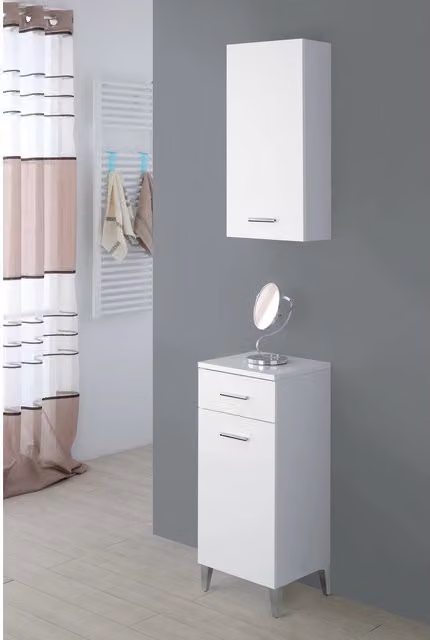 Base colonna da bagno Feridras Stella bianca con 1 anta e 1 cassetto L: 35 cm