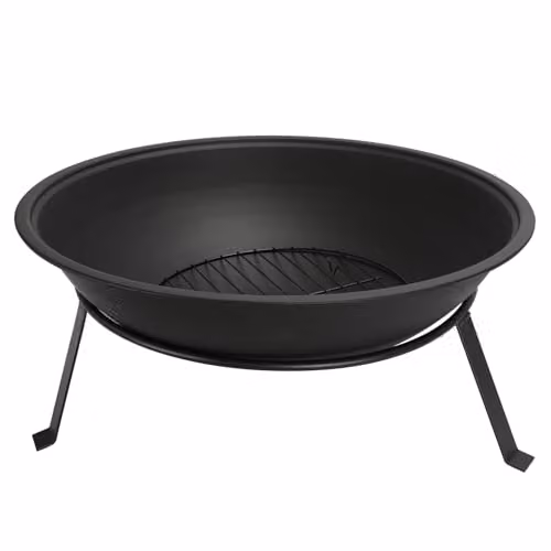 Adler Europe AD 6818 Braciere da giardino da 55 cm con griglia, braciere in acciaio per esterni per legna e bricchette di legno