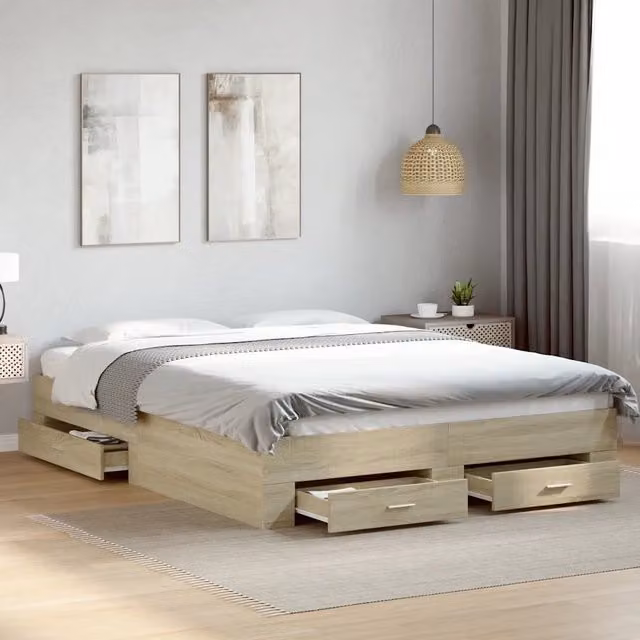 Giroletto Cassetti Rovere Sonoma 150x200 cm Legno Multistrato 3280379
