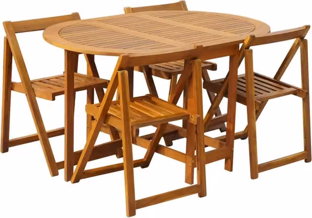 Set da Pranzo da Giardino 5 pz Pieghevole in Massello di Acacia 45594