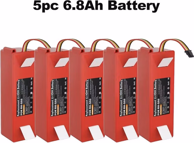 Batteria per robot aspirapolvere - Batteria di ricambio S50 - 14,4 V agli ioni di litio - 6800 mAh - Confezione da 5 - Beige