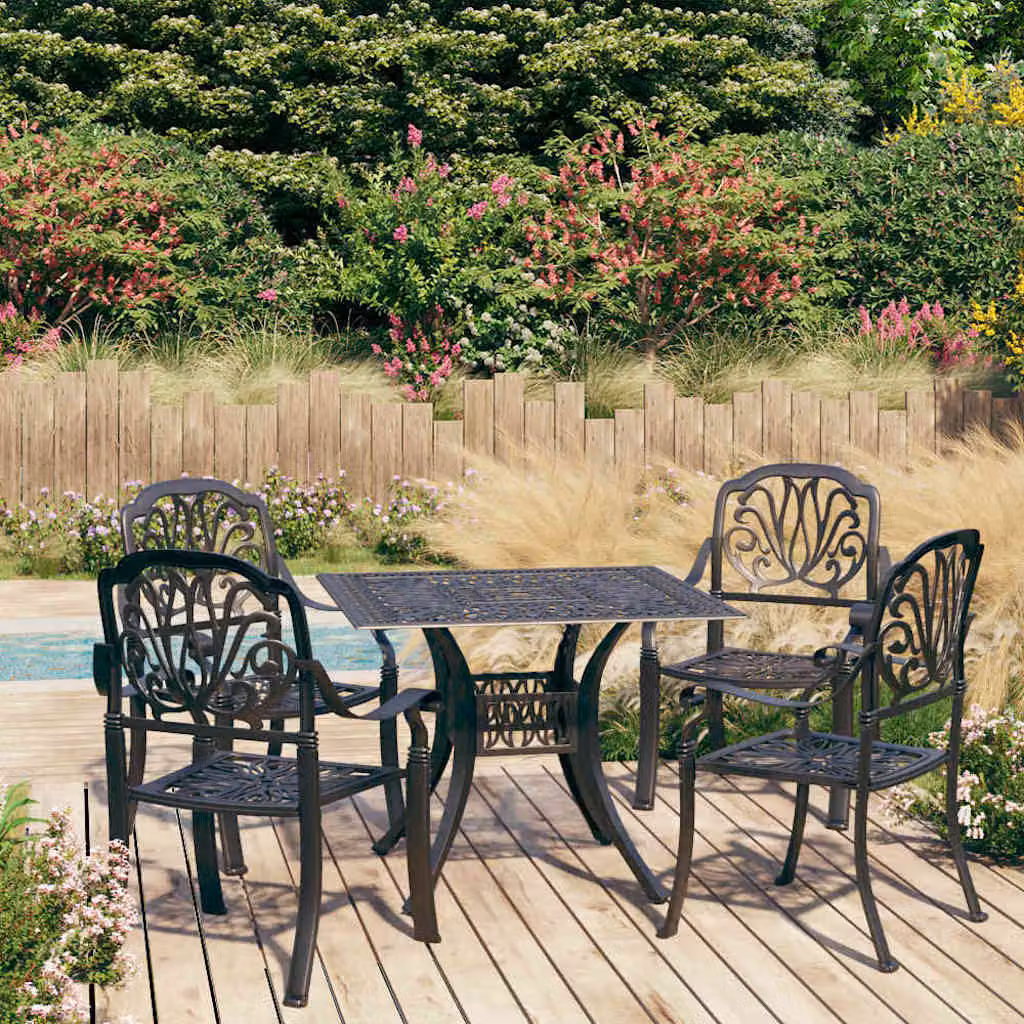 Set da Bistrot vidaXL 5 pz in Alluminio Pressofuso Nero Opaco per Giardino