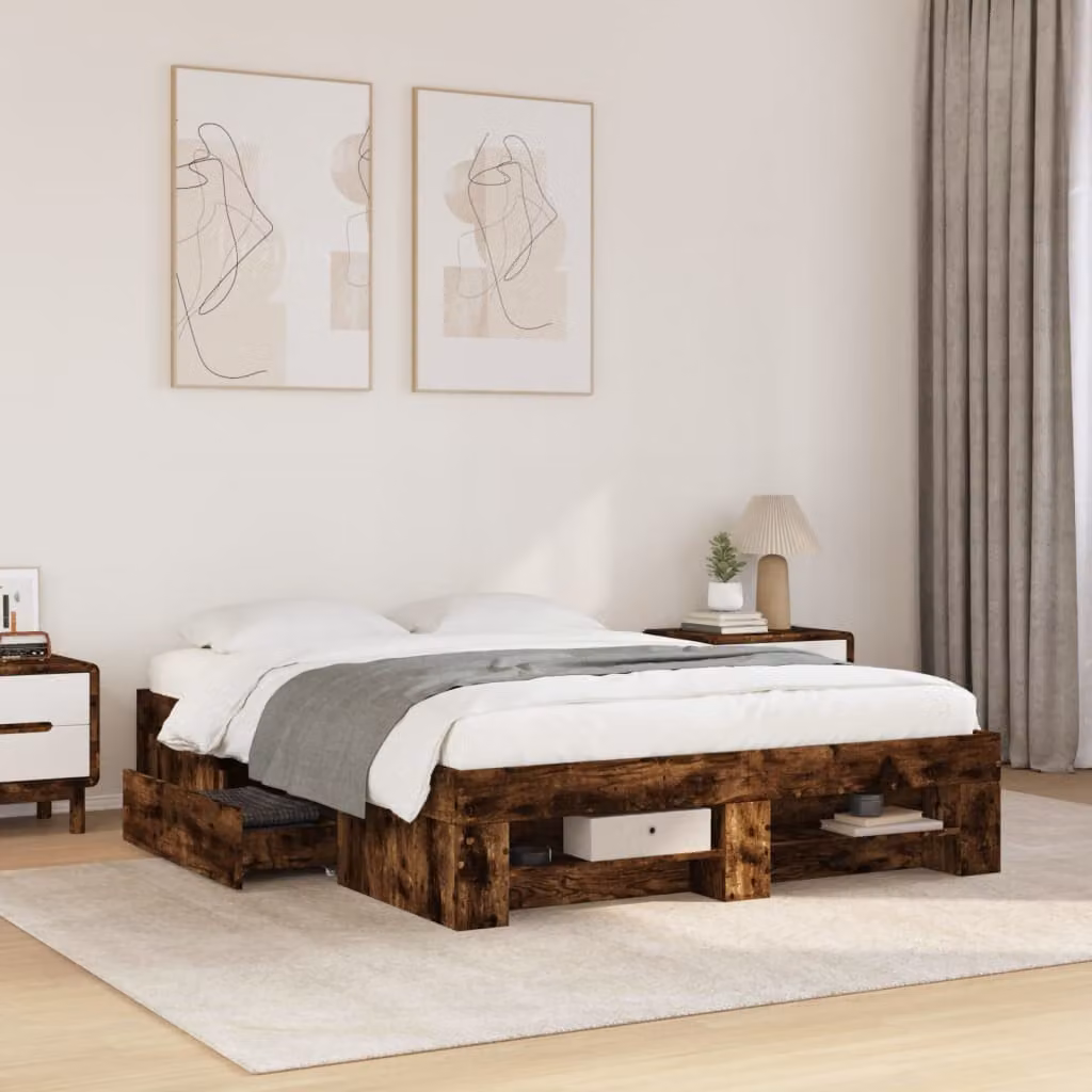 Giroletto senza materasso vidaXL in legno color rovere fumo L: 120 cm, P: 200 cm – 1