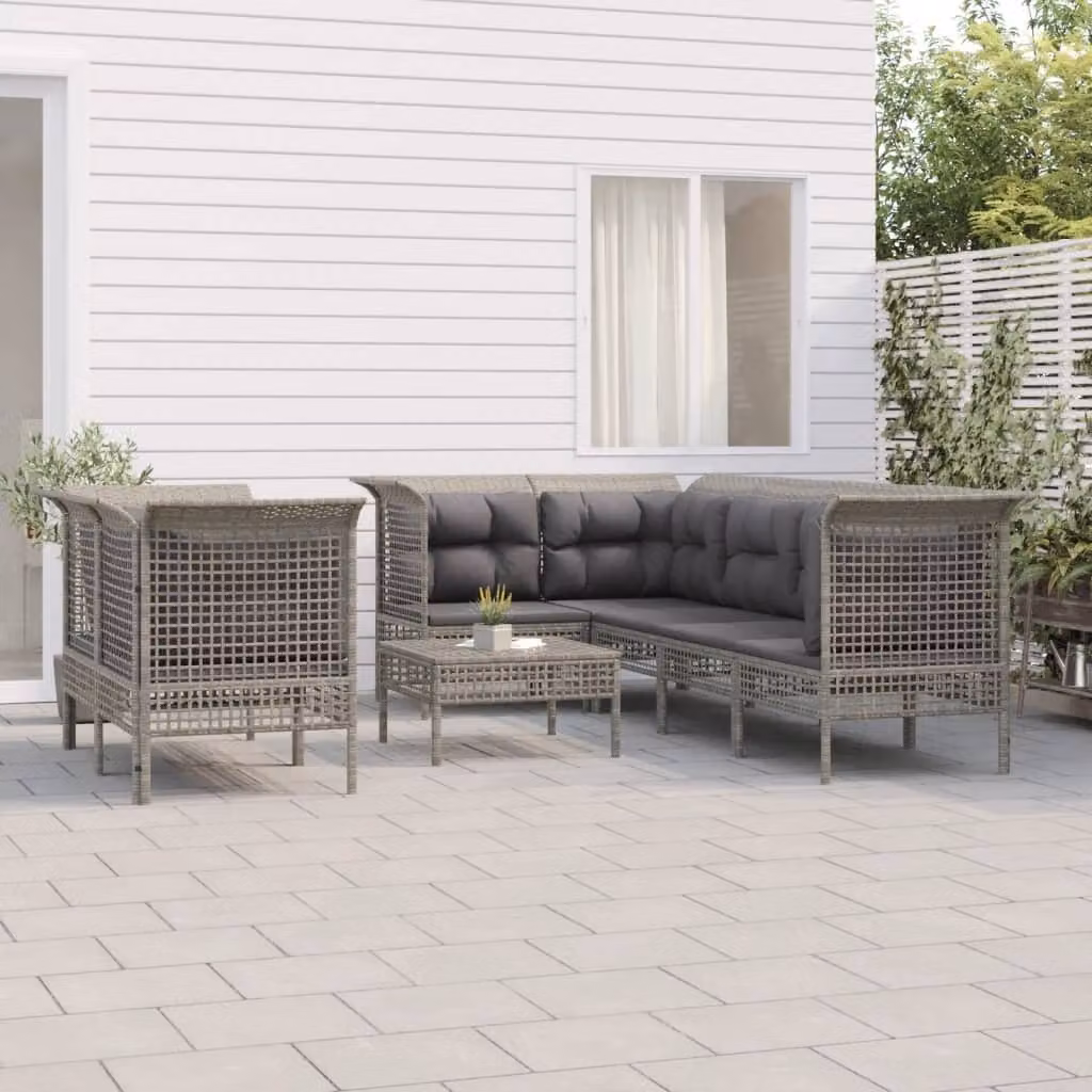 Maison Exclusive - Set Divani da Giardino 8 pz con Cuscini in Polyrattan Grigio