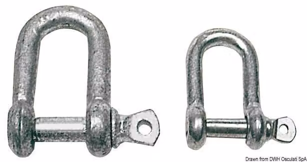 Grillo a D in acciaio zincato da 10 mm (vendita al dettaglio, 1 pz.) Osculati 08.330.10