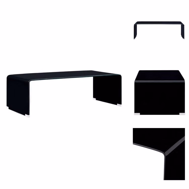 vidaXL Tavolino nero 98x45x31 cm in vetro temperato - Tavolini da caffè