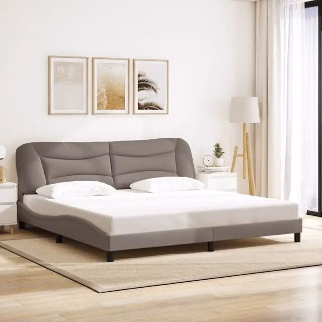 Giroletto senza Materasso-Struttura Letto Hvar Tortora 200x200 cm in Tessuto