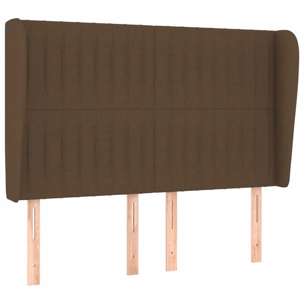 Testiera ad orecchio vidaXL in tessuto marrone con struttura in legno di larice, L: 147 cm, P: 23 cm, H: 118/128 cm – 2