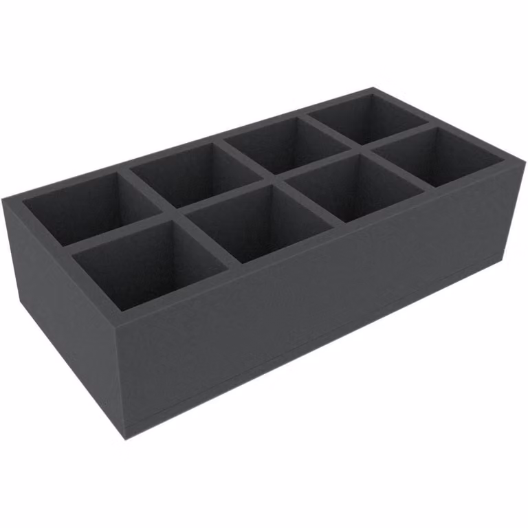 Inserto in schiuma 326x158x85 mm, 8 scomparti per scatole di giochi da tavolo