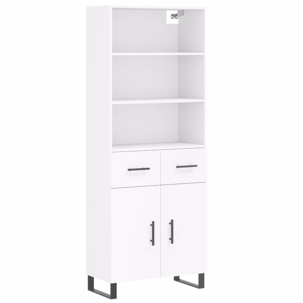Credenza Bianca 69,5x34x180 cm in Legno Multistrato
