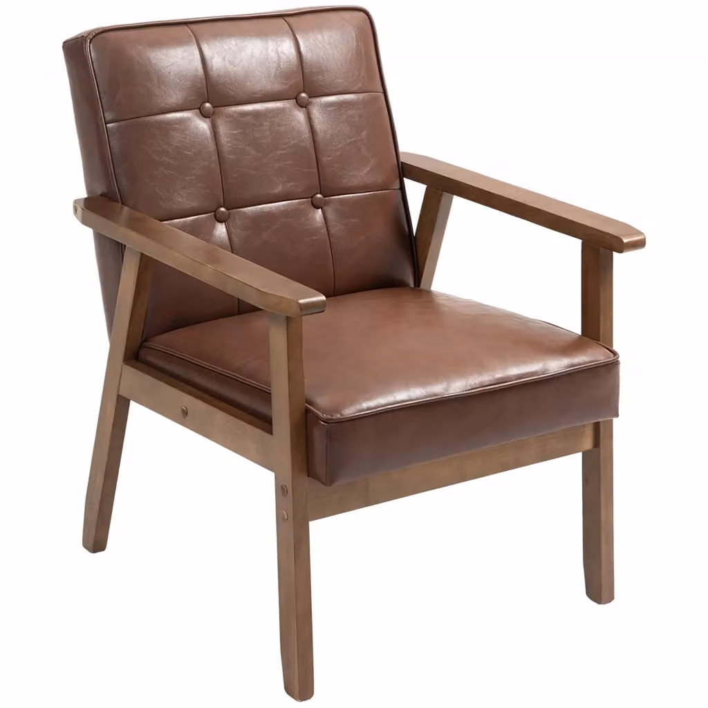 Poltrona Minimal in cuoio sintetico marrone L: 64 cm, P: 73 cm, H: 81 cm – 2