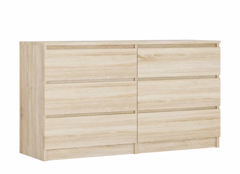 Cassettiera con 6 cassetti, colore: rovere Sonoma, 138 x 78 x 39 cm