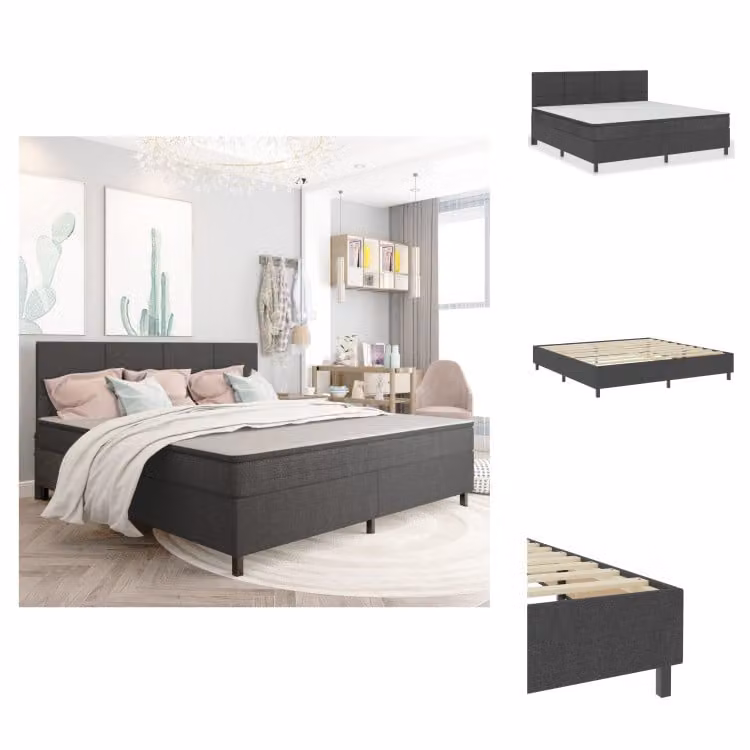 vidaXL Letto a molle insacchettate in tessuto grigio scuro 200x200 cm - Letti & strutture letto