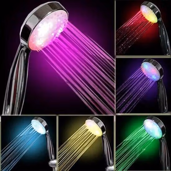 Soffione doccia a LED con fiori di Bauhinia a sei colori e braccio doccia a LED con cambio di colore, 7 tonalità di luce