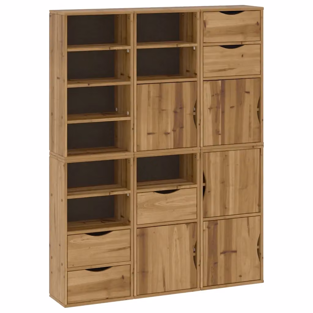 Set di 6 armadietti laterali ODDA vidaXL in legno di pino rustico marrone, sospesi a parete, L: 40 cm, P: 24 cm, H: 79 cm – 2