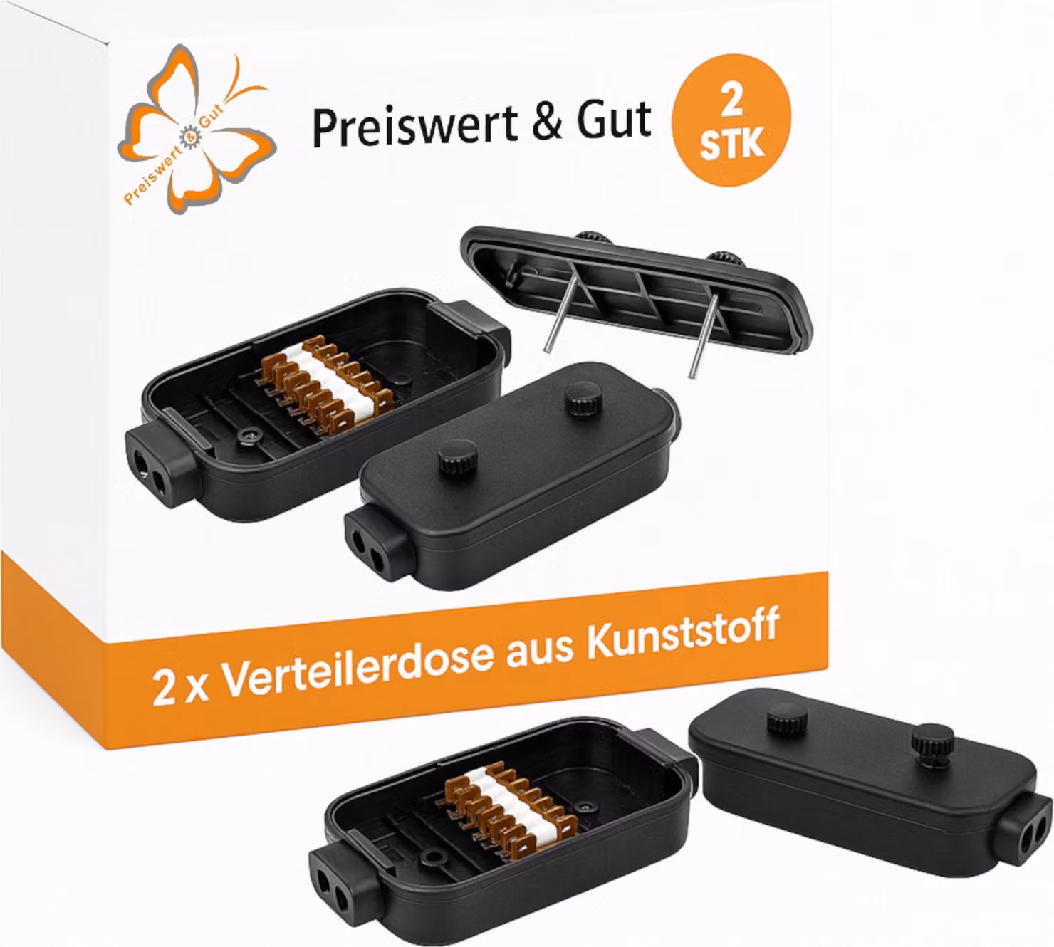 Scatola di derivazione per auto 2 pezzi - 150×40×75 mm - resistente agli spruzzi - per spine a 8×4 poli