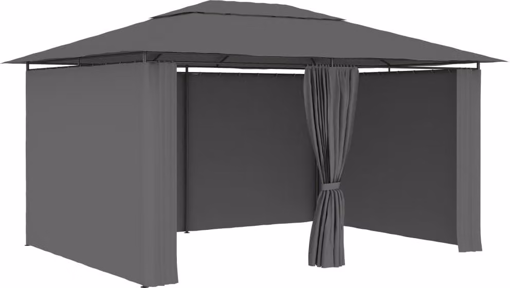 Gazebo The Living Store con tende 4 x 3 m antracite