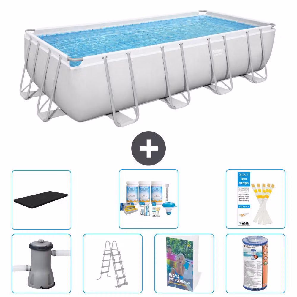 Bestway Power Steel, piscina rettangolare - 488x244x122 cm - composta da 6 parti, modello S556