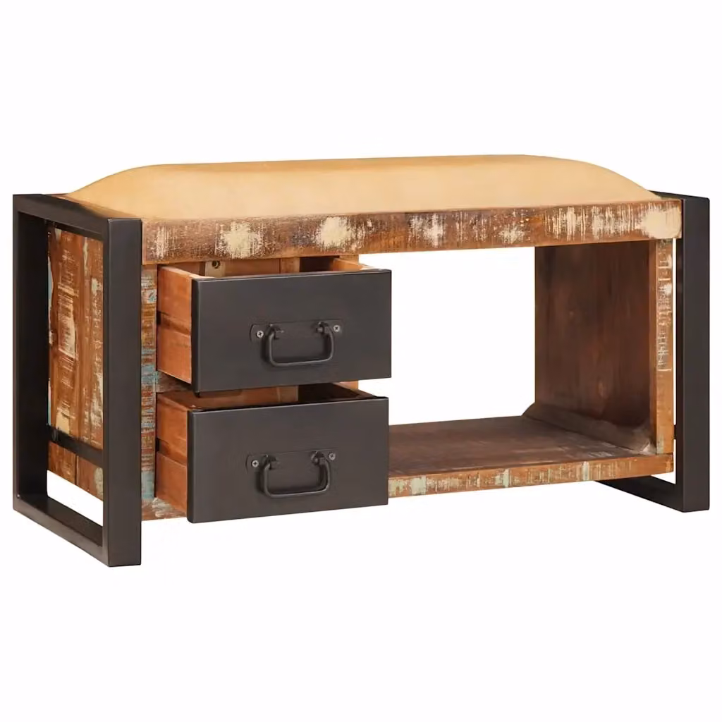 Panchina con contenitore in legno stile industrial vidaXL multicolore L: 80 cm, P: 35 cm, H: 40 cm – 2
