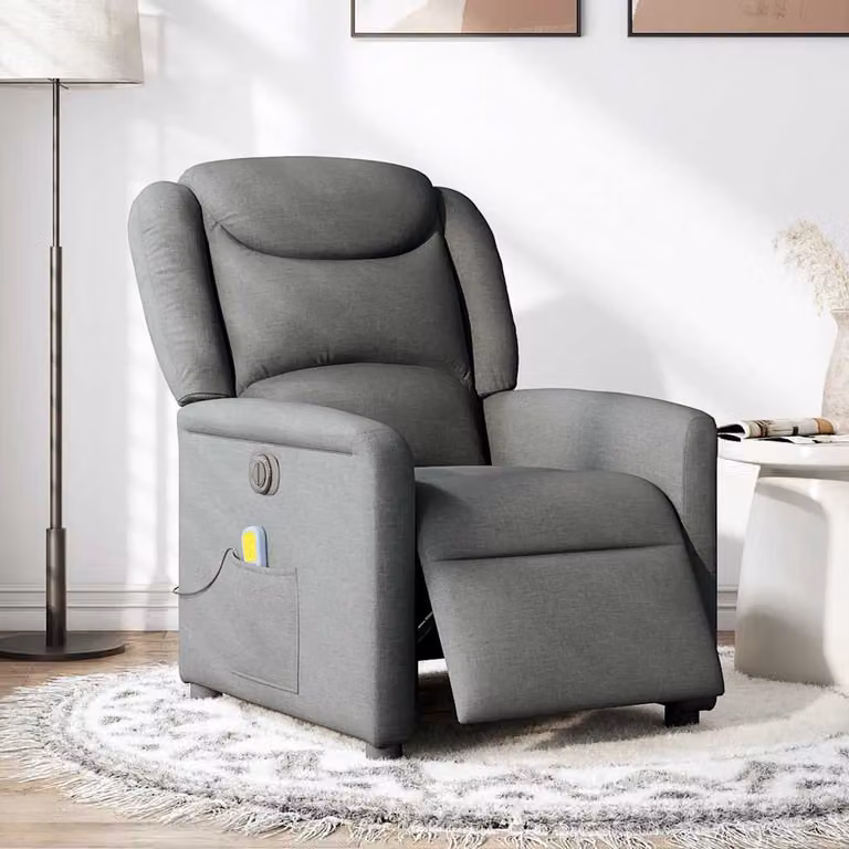 vidaXL Poltrona Reclinabile Massaggio Elettrica Grigio Scuro Tessuto