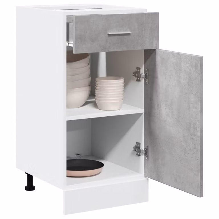 vidaXL Armadio Inferiore da Cucina Lyon con Cassetto e Ante a Battente, Grigio e Bianco, L/P/H: 40 x 46 x 81,5 cm