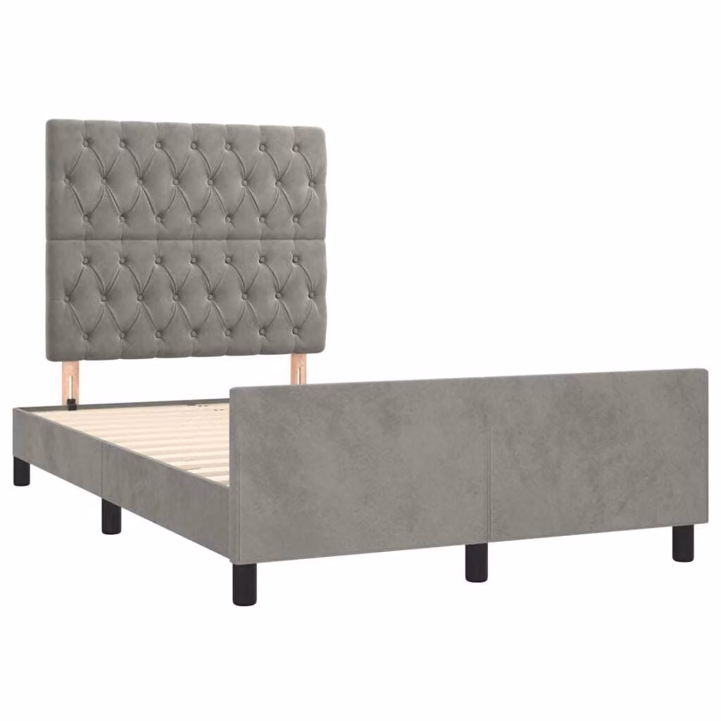 Giroletto senza Materasso Grigio Chiaro 120x190 cm Velluto