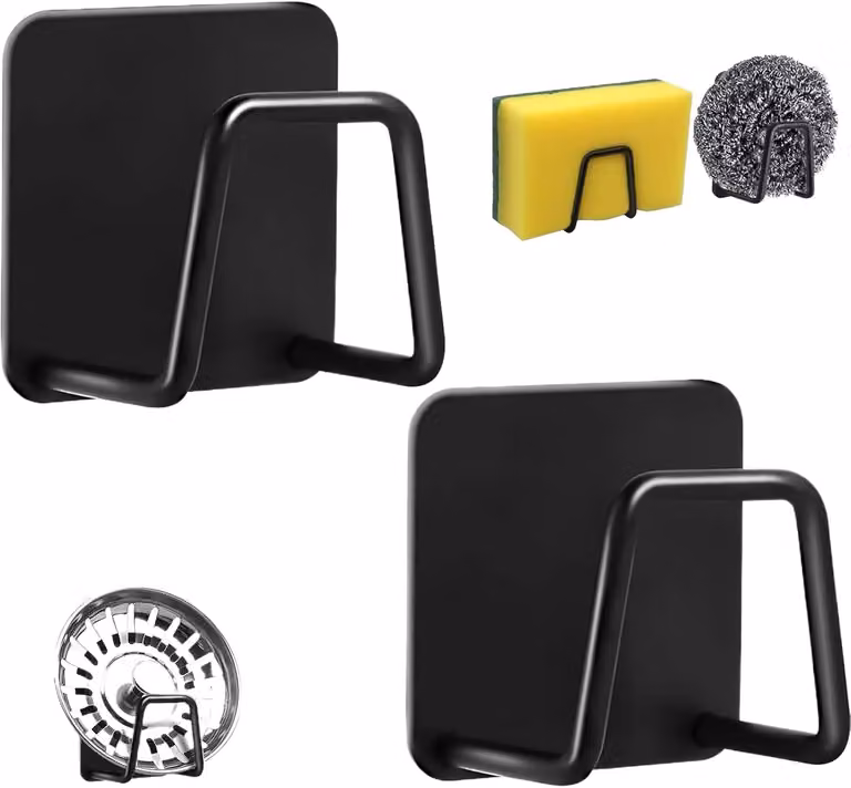 Sottosoglie in acciaio inossidabile nero, 2 pezzi, autoadesivi, con scarico, per la cucina