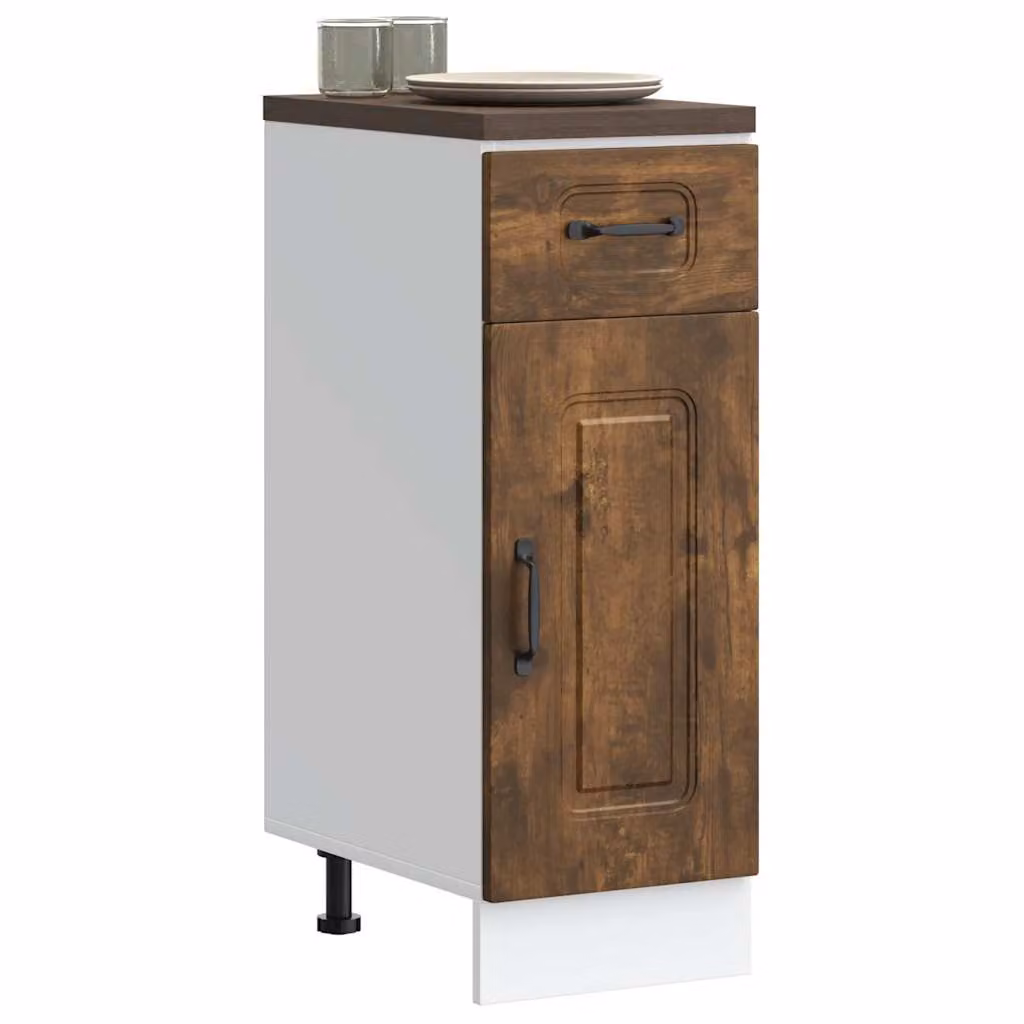 Base da cucina moderna vidaXL Kalmar Rovere Fumo in legno marrone con ante a battente L/P/H: 81.5 x 46.0 x 30.0 cm