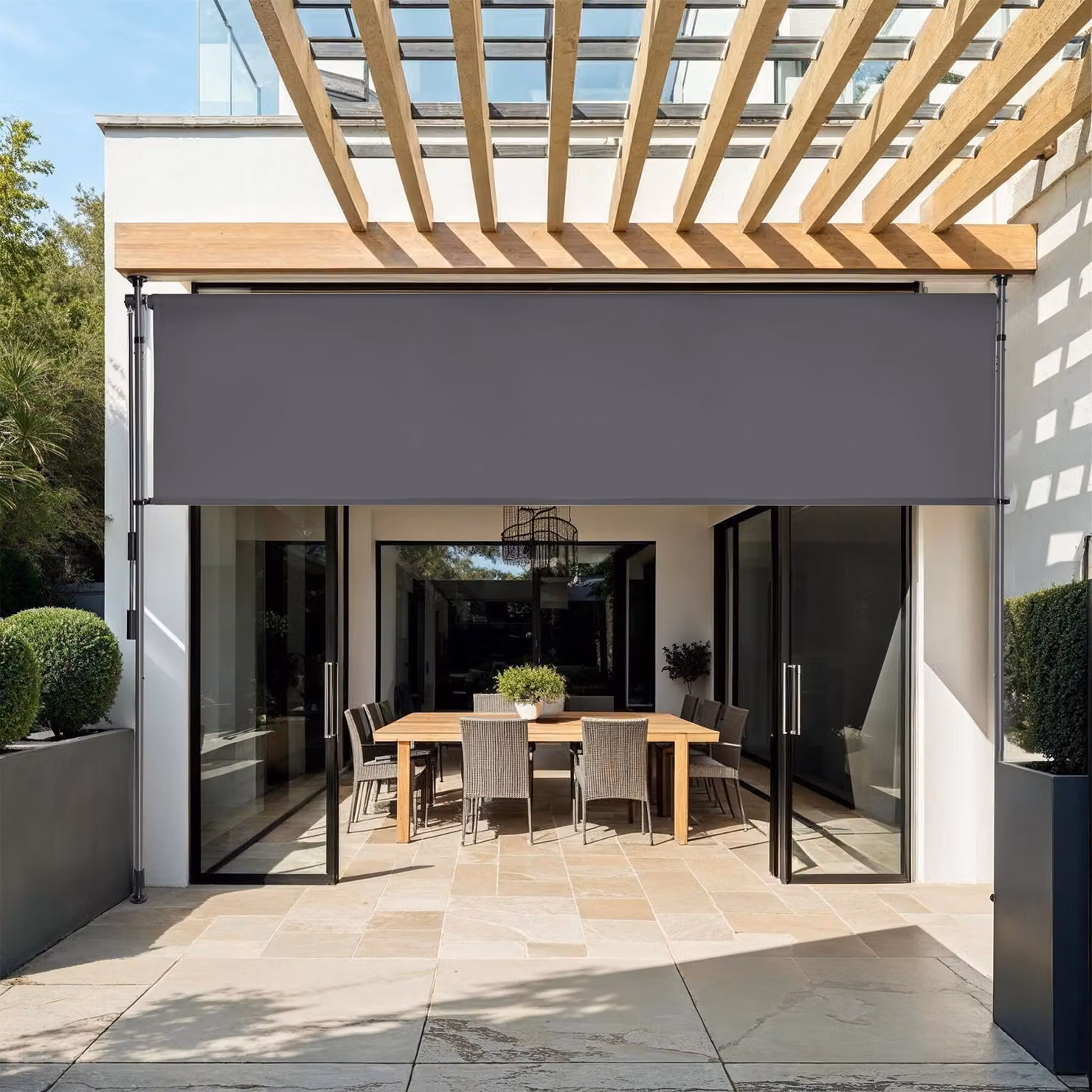 Tenda da sole tectake Taija con manovella manuale, grigio scuro, L: 208 cm, H: 310 cm – 2