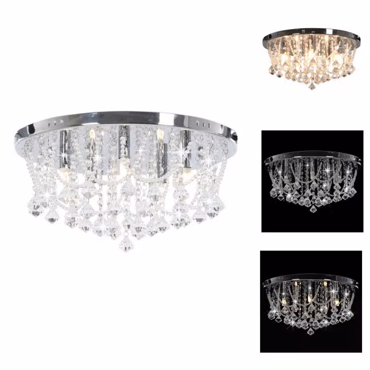 vidaXL Plafoniera con perle di cristallo argento rotonde 4x lampadine G9 - Lampade