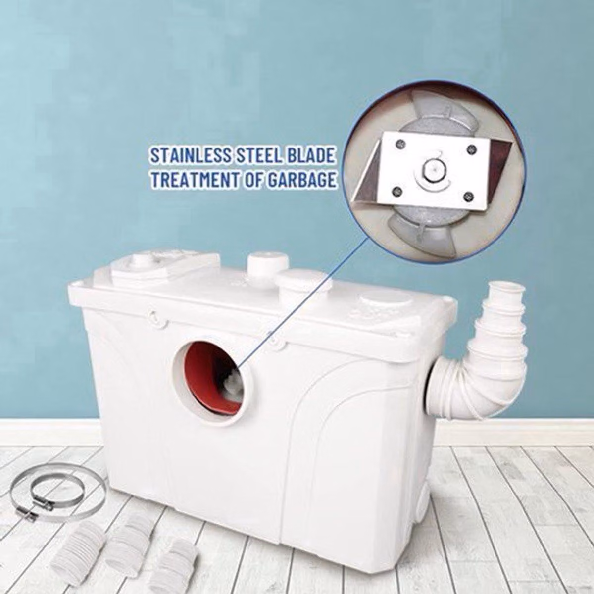 Sistema di pompaggio - Pompa per acque reflue da WC da 700W - Pompa per feci con 4 ingressi, ideale per scantinati e camper