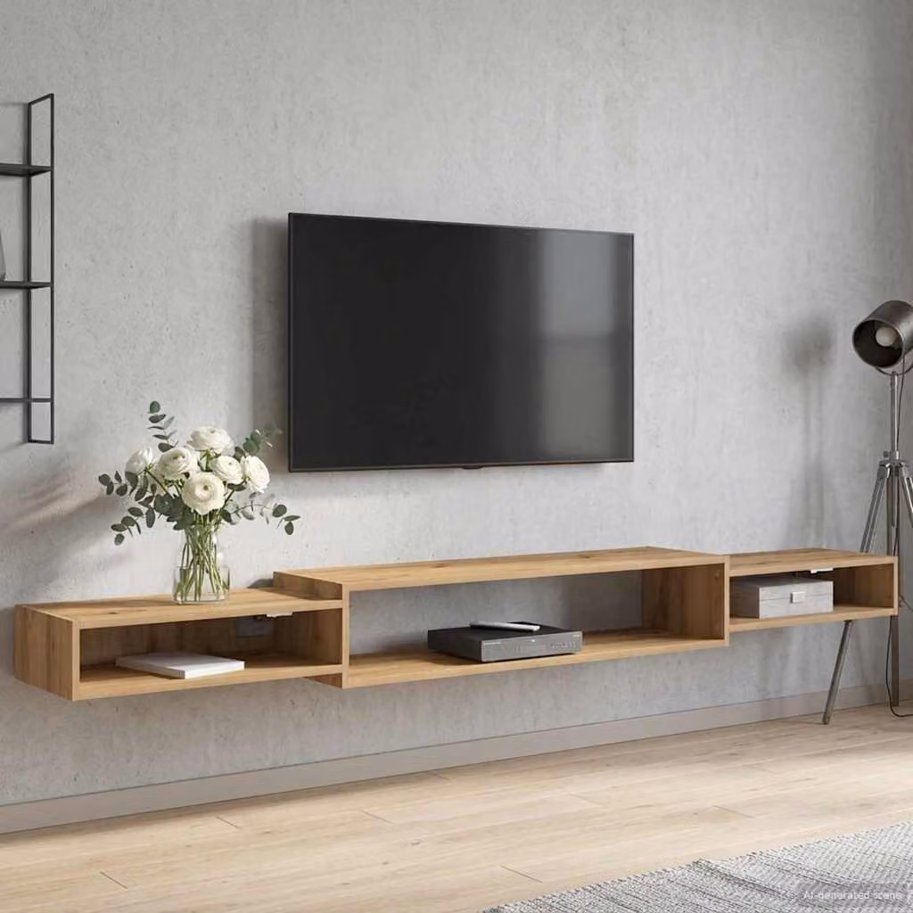 Mobile TV da parete vidaXL in Rovere Artigianale, Moderno, Marrone