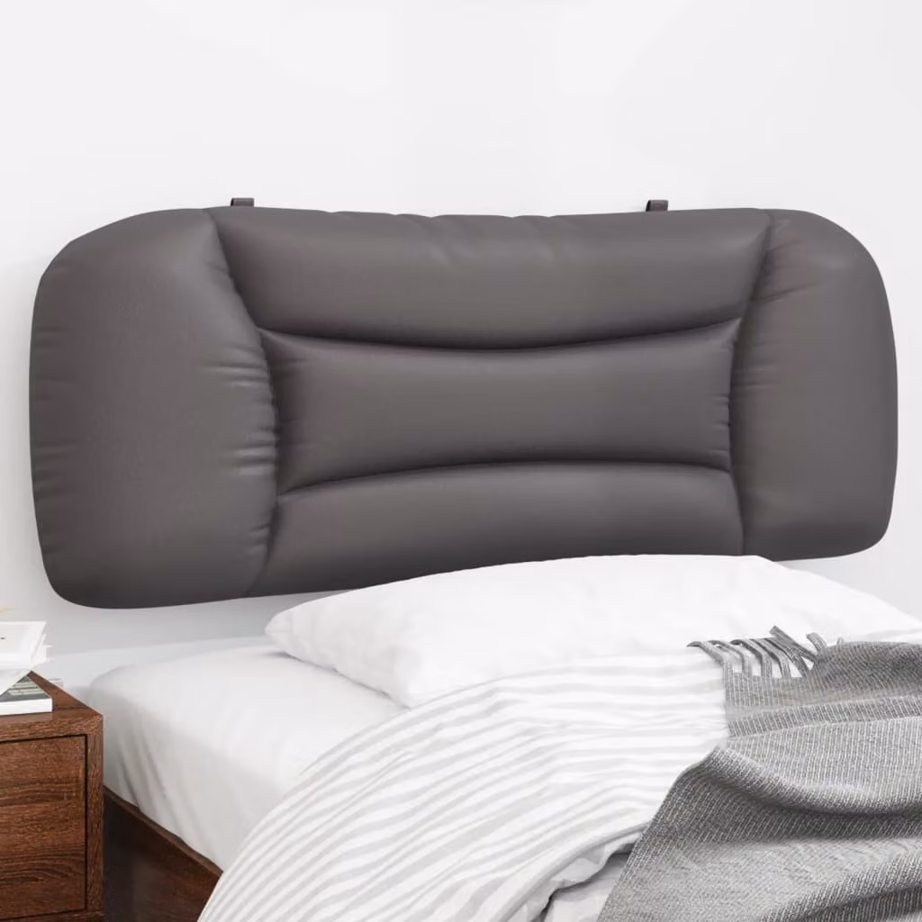 vidaXL Cuscino Testiera Hvar Grigio in Similpelle con Montaggio a Parete L: 110 cm, P: 48 cm, H: 15 cm