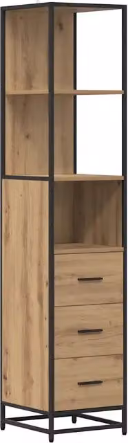 Armadio da bagno moderno DESIGN IN in legno di rovere marrone con ante a battente e cassetti interni, L/P/H: 76 x 37,5 x 166 cm