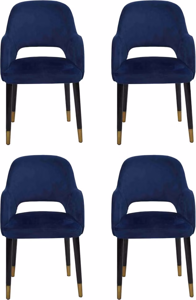 Luxus 4x Stühle Luxus Blauer Küchenmöbel Designer Esszimmerstuhl Holzmöbel