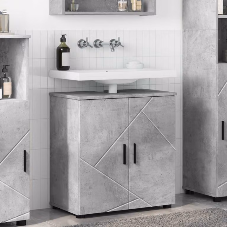Mobile da bagno moderno vidaXL grigio cemento L: 61 cm, P: 35 cm, H: 64 cm