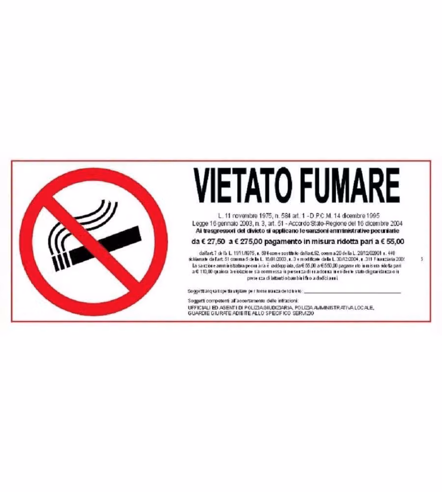 ROSH Segnale di divieto Vietato fumare 31x14 cm targa CEE sicurezza