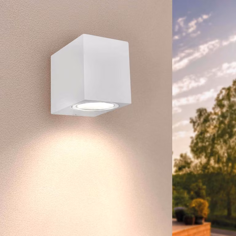 Lampada da parete San Diego, bianca, 35W, attacco GU10, grado di protezione IP54, adatta per esterni