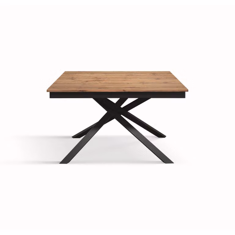Tavolo VOLPAIA in legno, finitura rovere rustico e base in metallo verniciato antracite, allungabile 160×90 cm – 210×90 cm