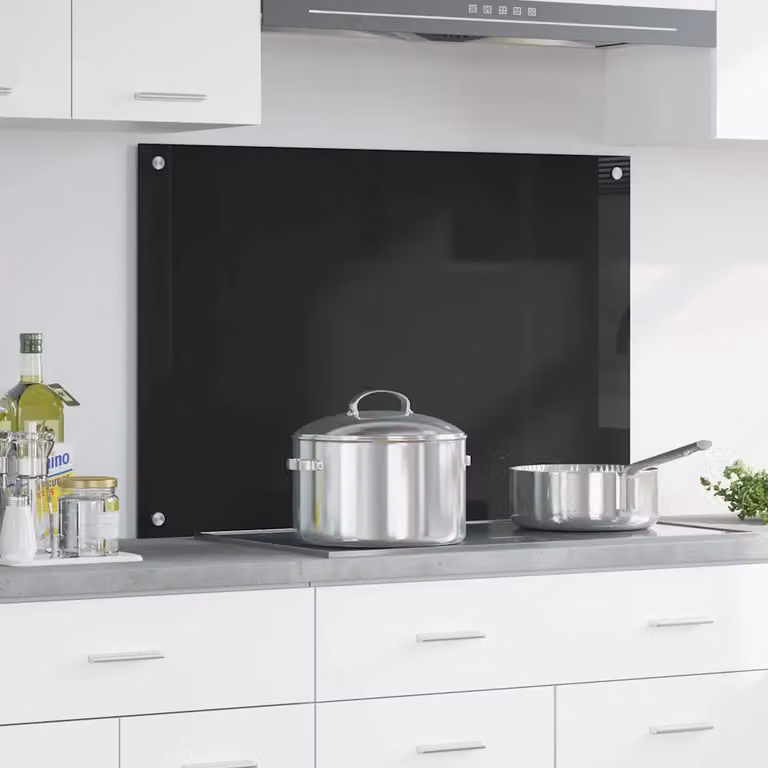 Schienale da cucina vidaXL in vetro temperato nero L: 90 cm, H: 60 cm