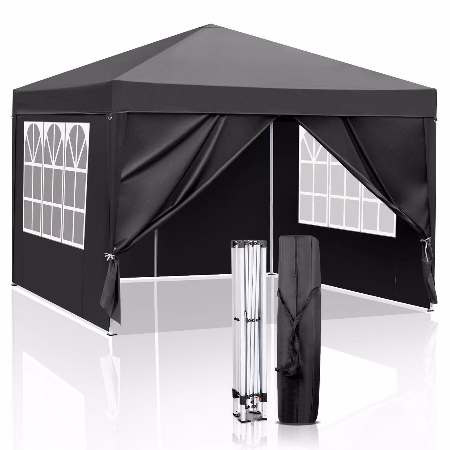 Gazebo da esterno 3x3 metri, impermeabile, con protezione UV 50+, dotato di 4 pannelli laterali neri