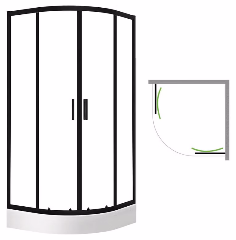 Laveo BRESSO box doccia a quarto di cerchio con piatto doccia 80x80 cm JKDD786Z