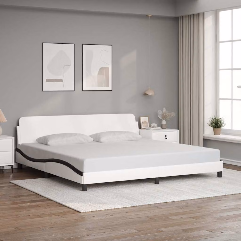 vidaXL Giroletto Dover Bianco e Nero in Similpelle L/P: 200 x 200 cm