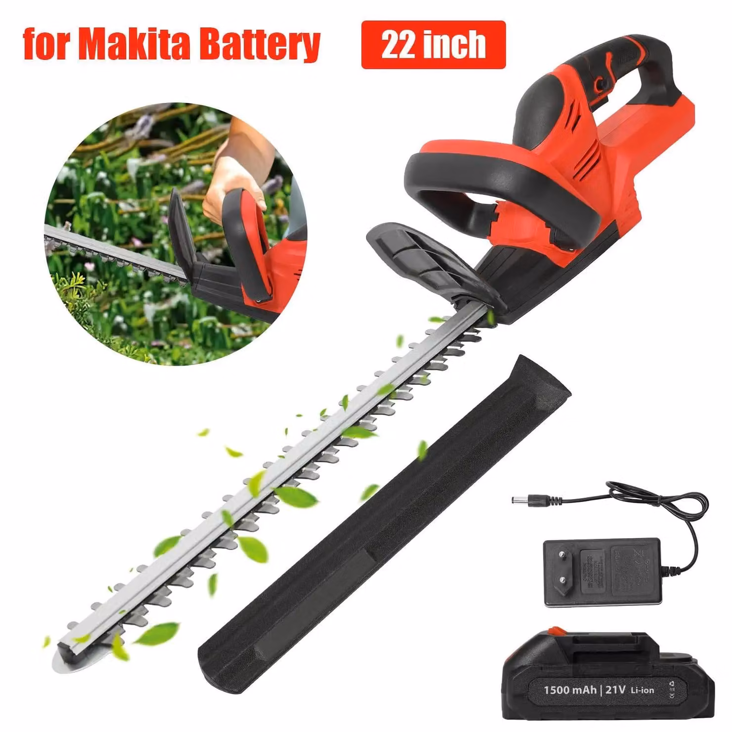 Potatore elettrico a batteria - Lame da 55,9 cm - 1500 giri al minuto - 1 batteria - Ideale per lavori di giardinaggio e cura del paesaggio