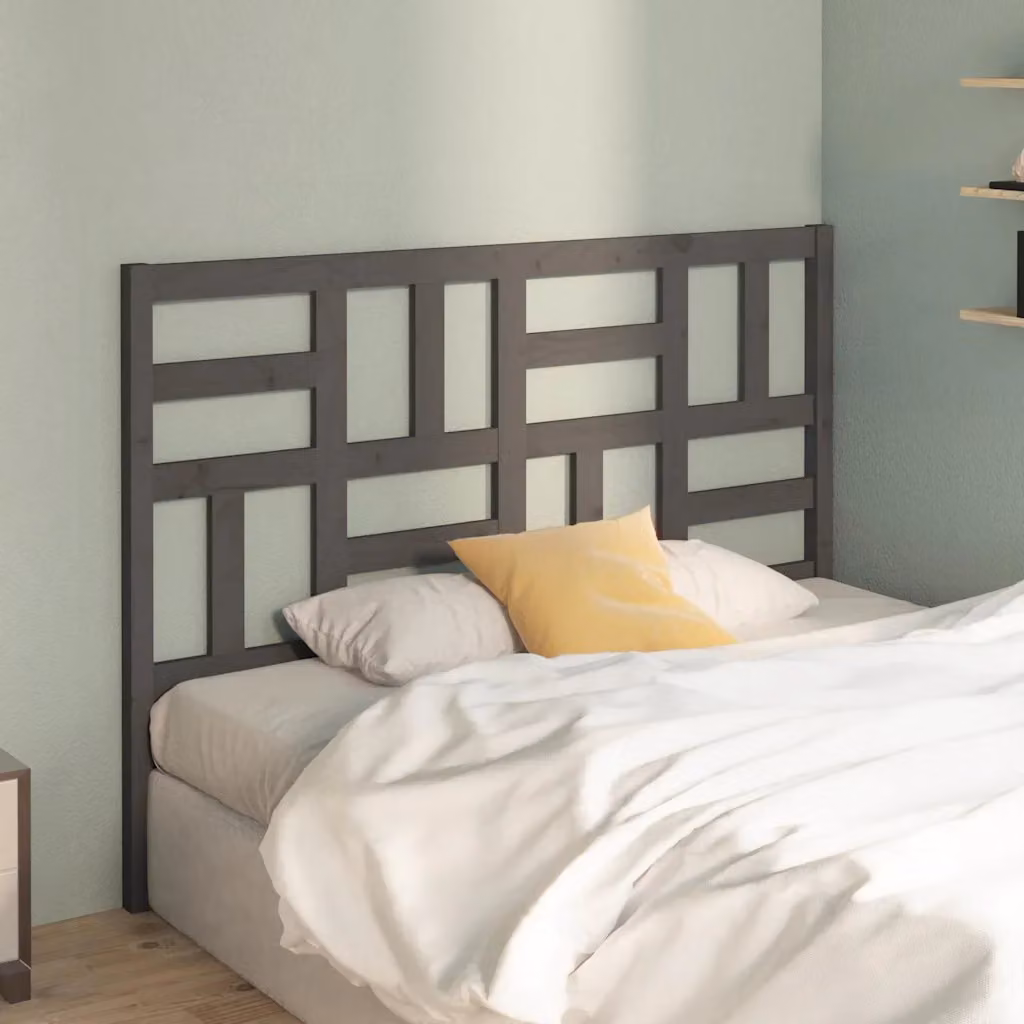 Testiera per letto moderna vidaXL in legno massello di pino grigio L: 126 cm, P: 4 cm, H: 104 cm