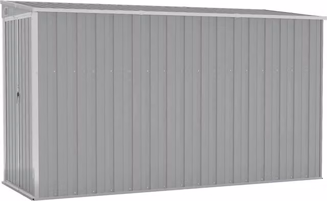 Capanno Giardino a Parete-Casetta da Giardino Grigio 118x288x178 cm Acciaio Zincato