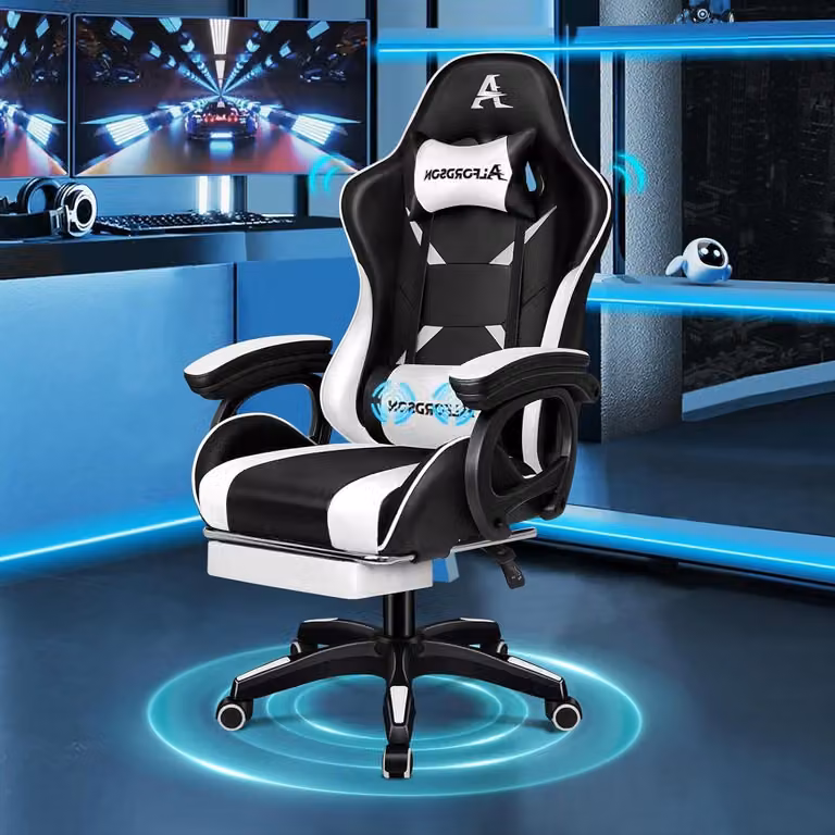 Sedia ergonomica da gaming - Sedia da ufficio - Sedia da gaming - Sedia per ufficio - Sedia nera - Funzione massaggio
