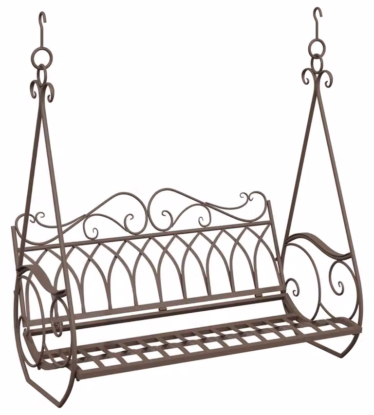 Panchina a Dondolo Acciaio 112 x 60 x 126,5 cm Marrone Antico