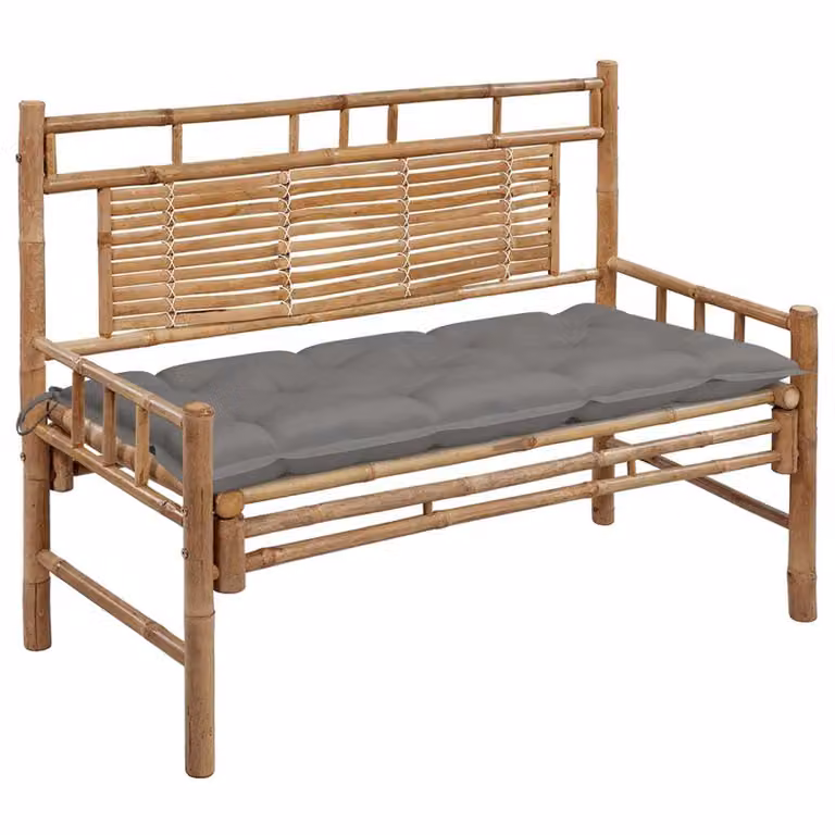 vidaXL Panca da giardino con cuscino in bambù da 120 cm